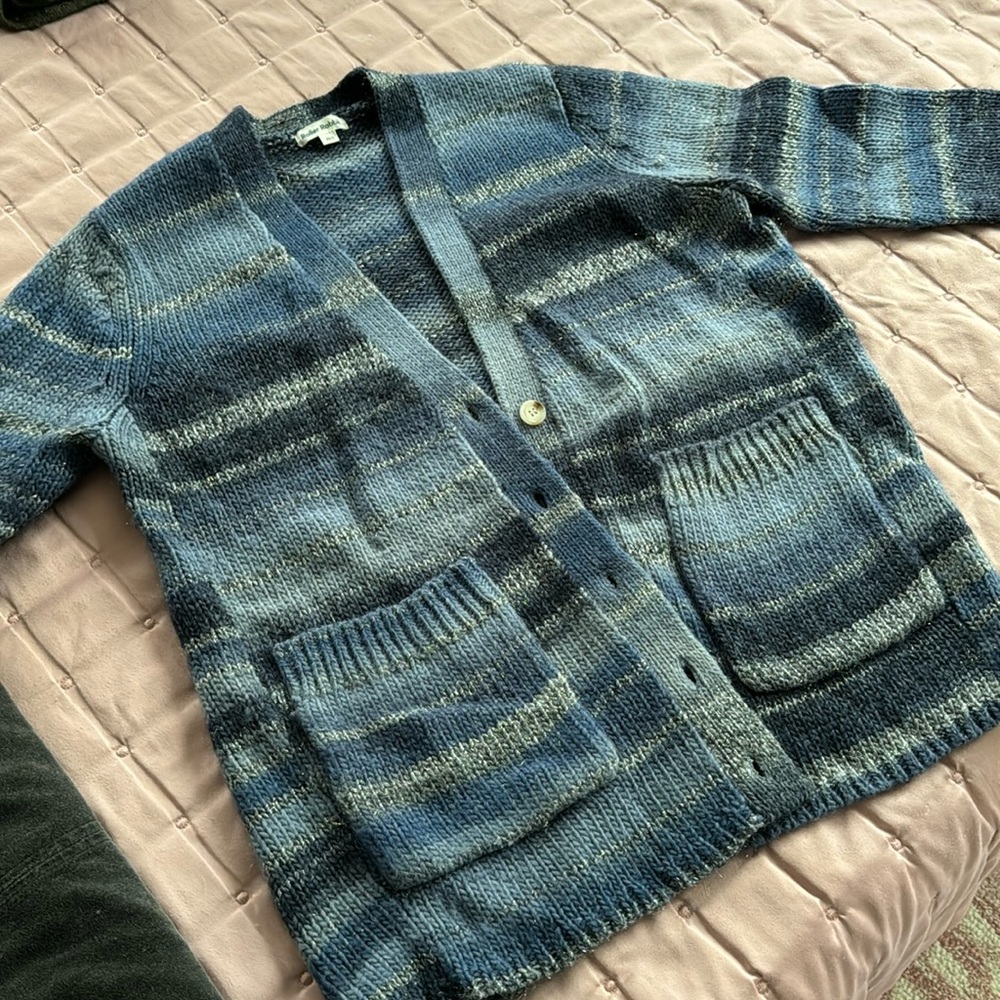 Shades of Blue striped oversized cardigan
